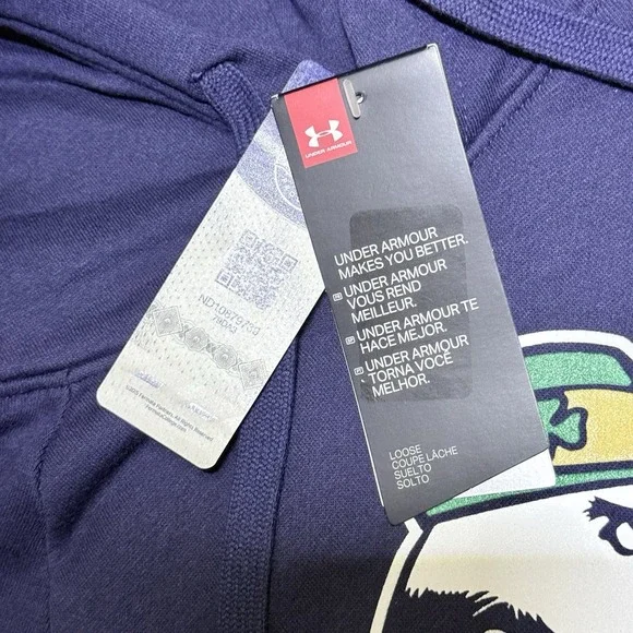 Notre Dame Fighting Irish Men's M Loose Fit Navy Graphic NCAA Pullover Hoodie - Picture 5 of 11